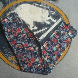 Lula roe color block/ Floral overlay leggings